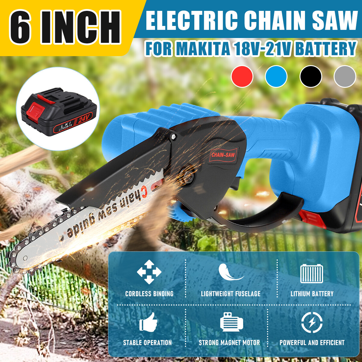 1200W Mini One-Hand Saw Woodworking Electric Chain Saw Wood Cutter UK Cordless