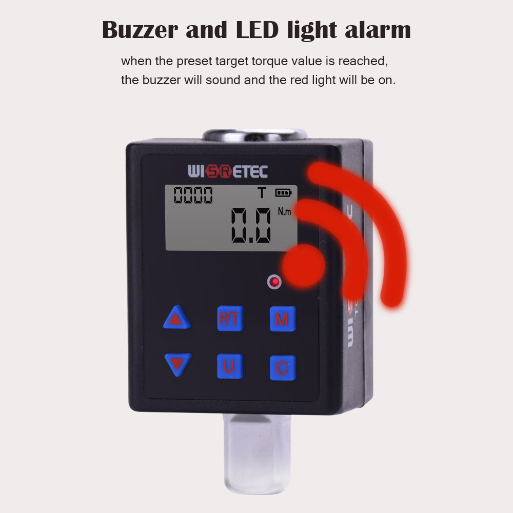 KKmoon Digital Torque Meter Digital Backlight Display Two-ways Measurement Two Working Modes Adjustable Four Units Switchable with Sound Light Alarm Function