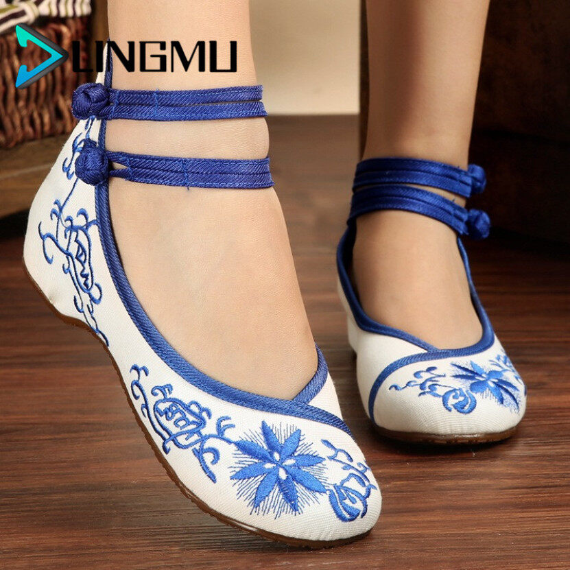 Giày Vải LINGMU Old Beijing Cho Nữ, Giày Khiêu Vũ Đế Bằng Mềm Chống Trượt Thời Trang giá rẻ