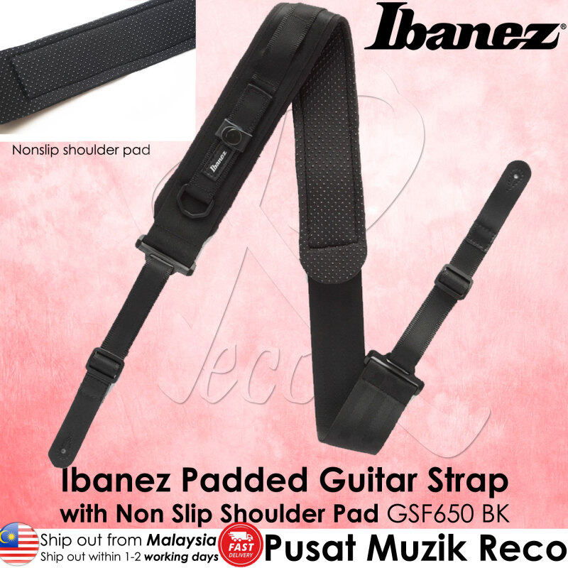 Ibanez GSF650 Powerpad Padded Guitar Strap with Non Slip Shoulder Pad, Black Malaysia