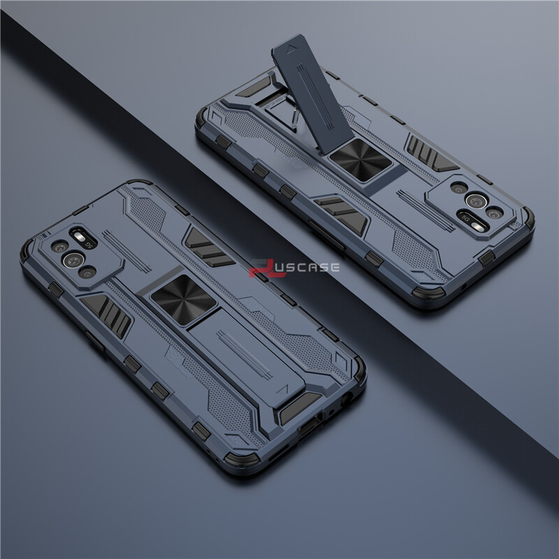 PlusCase for OPPO Reno6 Z 5G Case Shockproof Kickstand Armor Camera Lens Protector Hard Back Cover