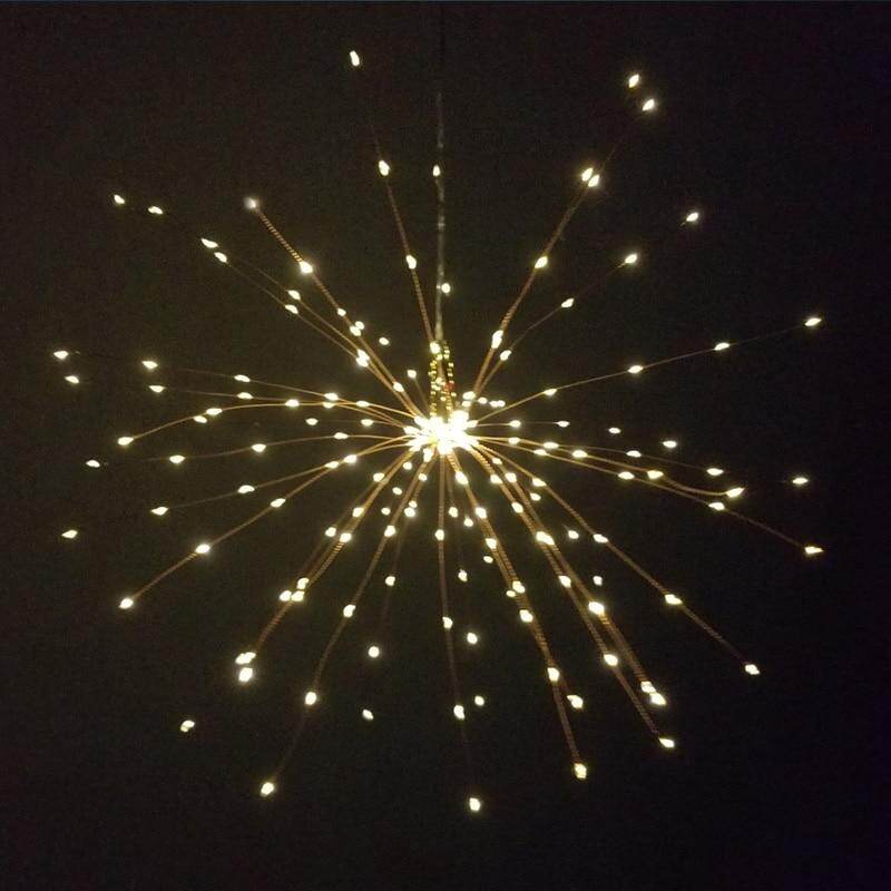 Festival Hanging Starburst String Lights 150-200 Leds Firework Lights Copper Wire Starburst String Lights 8 Modes on Ba ttery with Remote Hanging Fairy Lights Party Patio Garden Decor