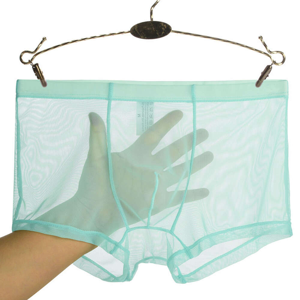 Men's Mesh Boxer Briefs Thin Transparent Underwear Shorts Trunks Underpant