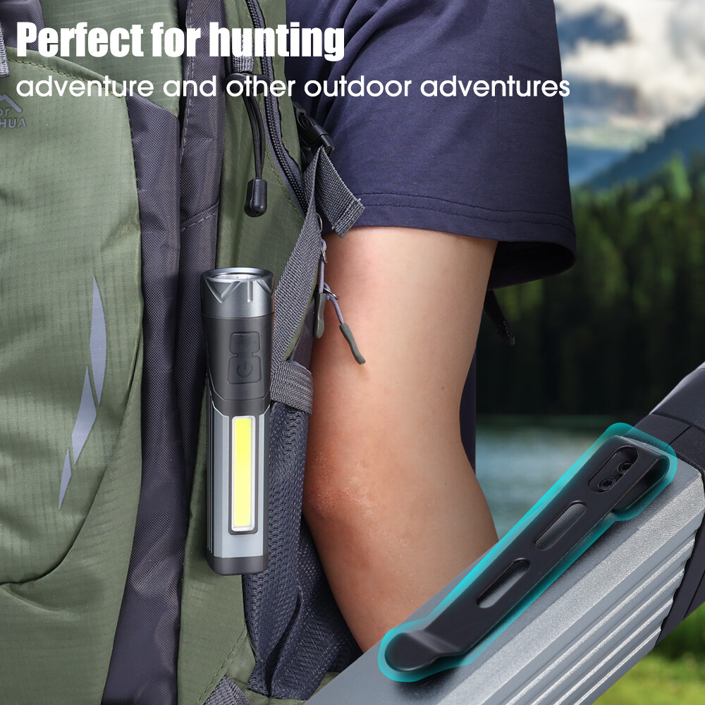 7 Lighting Modes LED Strong Light Flashlight Multi-functional 90-degree Folding Handheld Work Lamp Portable USB Charging COB Camping Hiking Latern