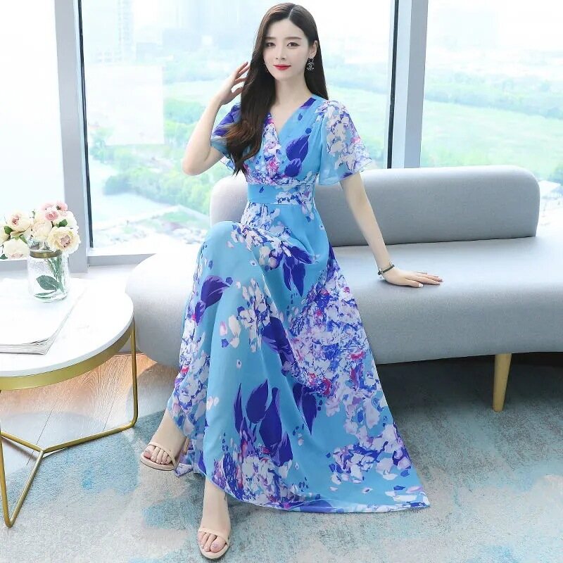 Váy tay ngắn Đầm Mùa Hè Nữ