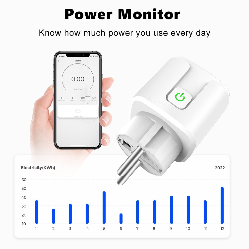 FLEWWER (Promotion) WIFI socket intelligent life model power consumption statistics