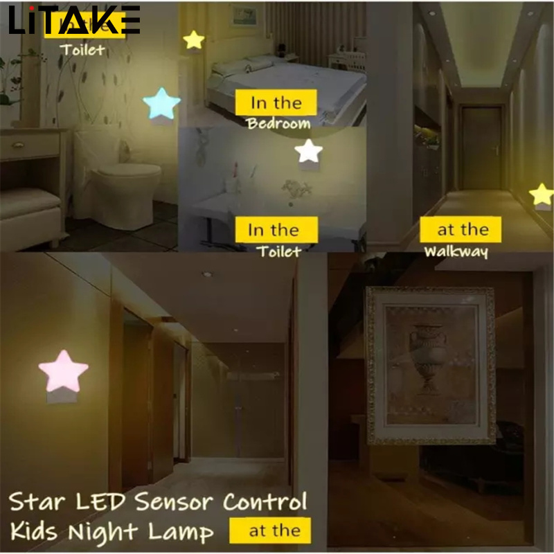 Induction Mini Star Shape Led sensor Control Night Light For Kids Bedroom Bedside Baby Sleep Light Low Power Consumption Bedside Lamp