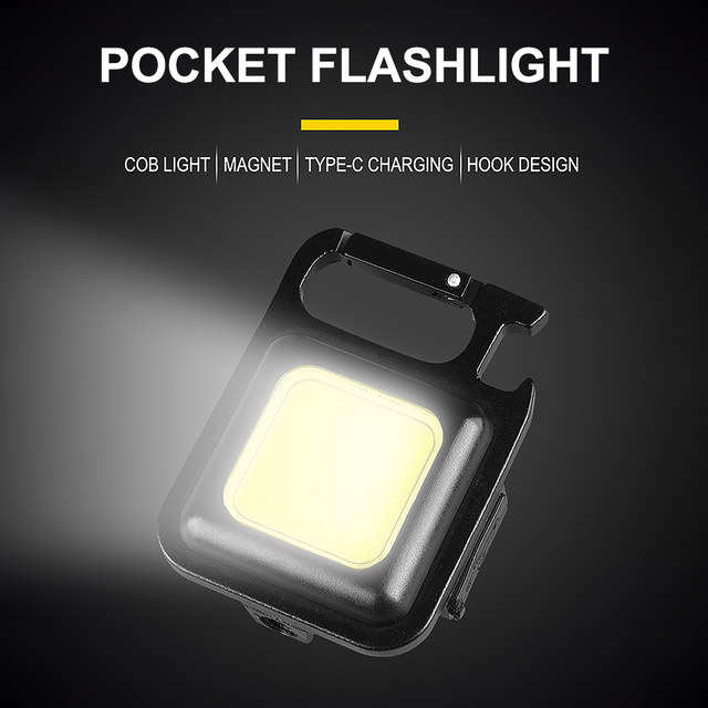 Mini LED Flashlight Pocket Clip Mutifuction Portable Flash Light Pocket Work Light Outdoor Camping Fishing Climbing Lantern