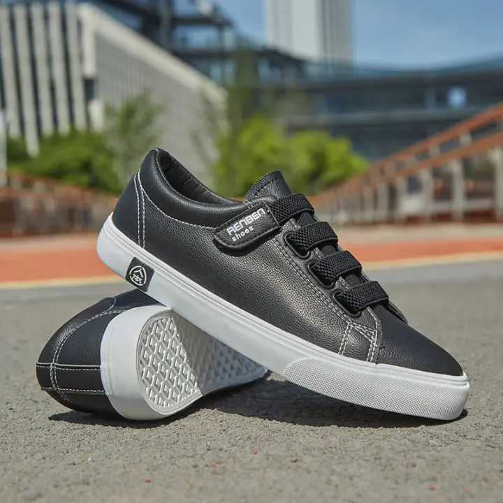 black canvas velcro shoes