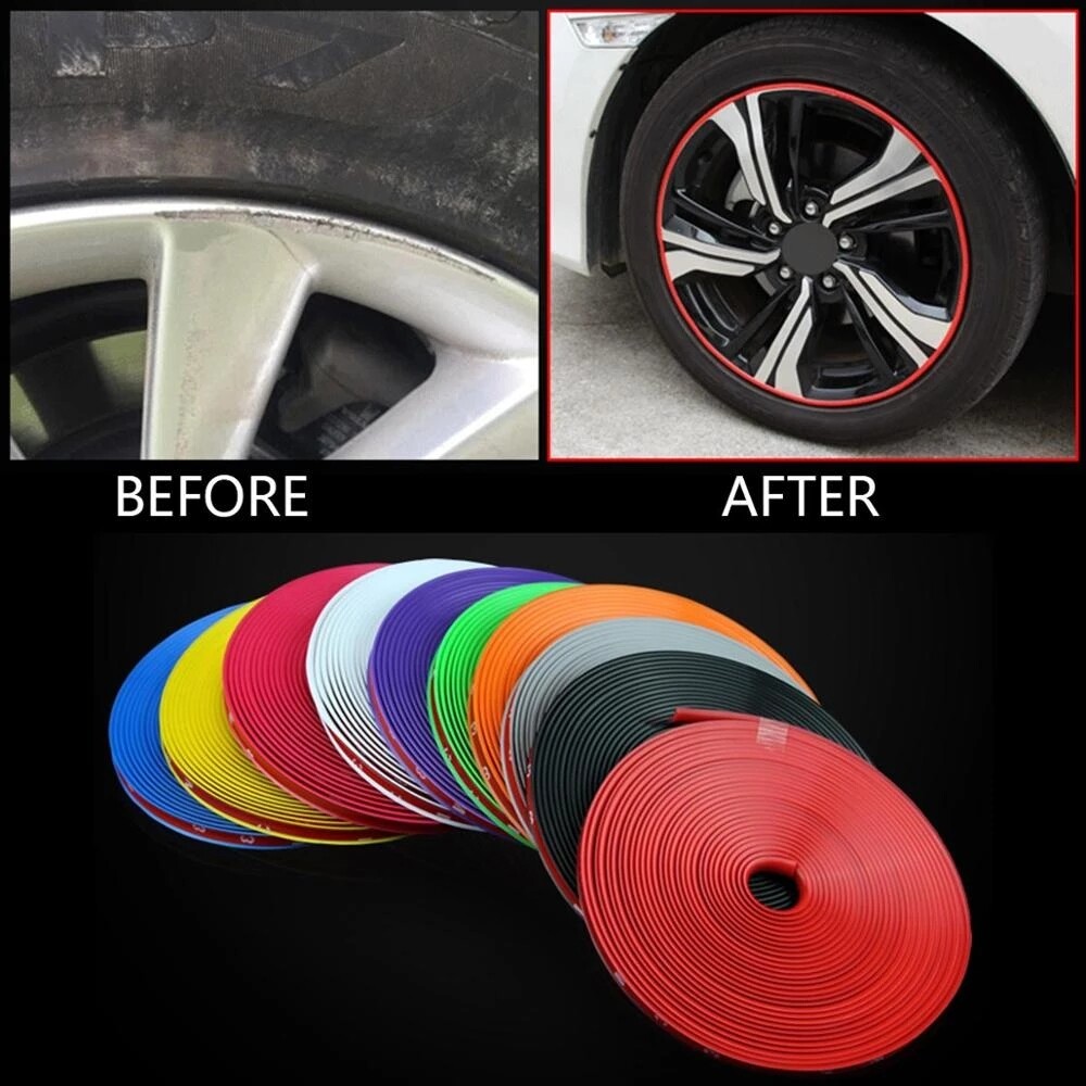 MASO Car Wheel Rim Edge Protector Tire Guard Line Rubber Moulding Alloy Wheel Rim Protectors 8M 