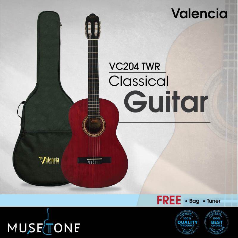 Valencia VC204 4/4 Full Size Classical Guitar for beginner (best student model) Matt Finish come with bag and Tuner Malaysia