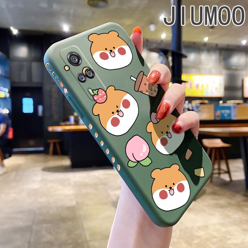 JIUMOO Case For vivo Y51 2020 y51a 2021 y31 2021 y53s 4G Case With Cartoon Cute Lovely Girls New Design Phone Case Side Edge Square Pattern Cases Silicone Shockproof Casing Full Back Cover Camera Protect Soft Case