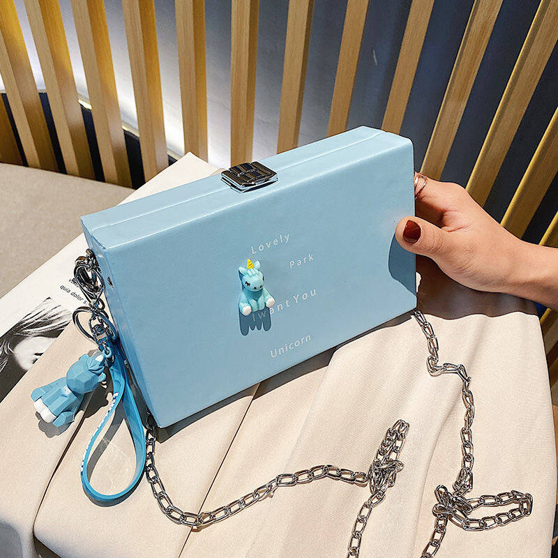 2020 New Shoulder Bag Women Casual Fashion Korean Printing Chain Animal Design Small Square Bag Box Bag