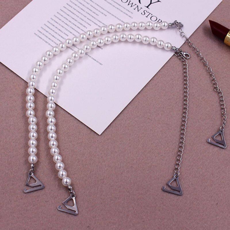 Ladies Women Decorative Bra Straps 6mm/8mm Imitation Pearl Beading Shoulder Chain Replacement Removable for Wedding Gown Dress