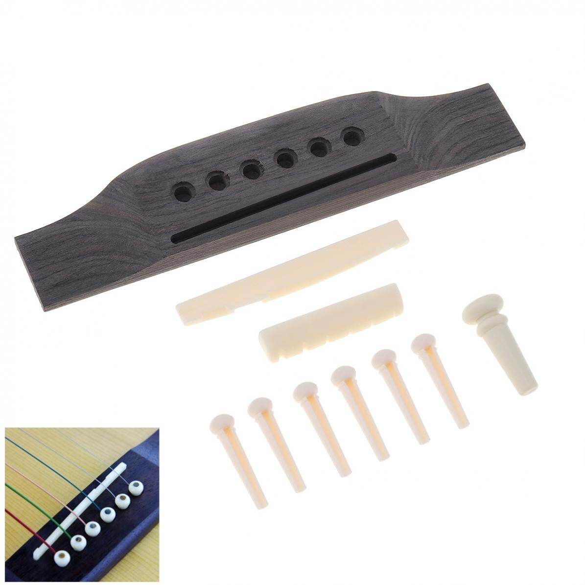 1 Set Acoustic Guitar Bridge + Bridge Pins + Saddle + Nut Saddle Guitar Accessories for 40 41 Inch Acoustic Folk Guitar