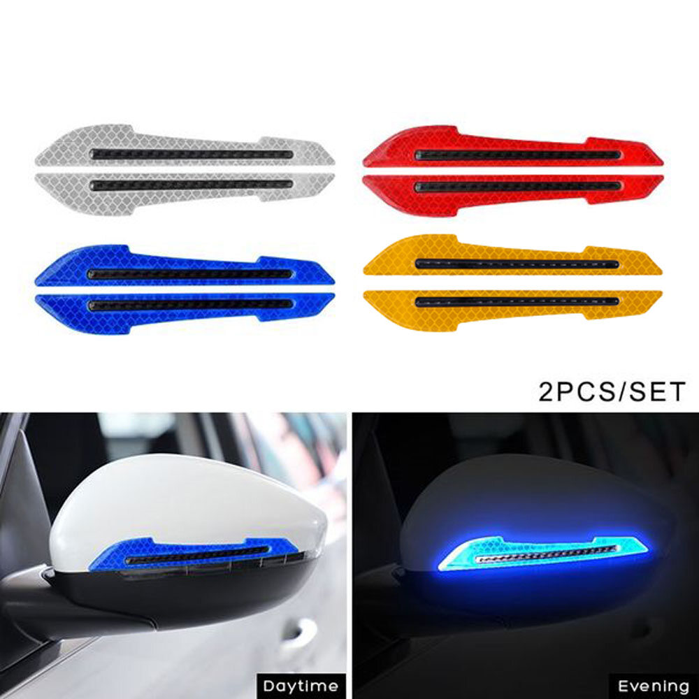 2Pcs/Set Waterproof Safety Warning Car Accessories Rearview Mirror Warning Strip Marking Tape Anti-Collision Strips Reflective Sticker Car Sticker Warning Stickers