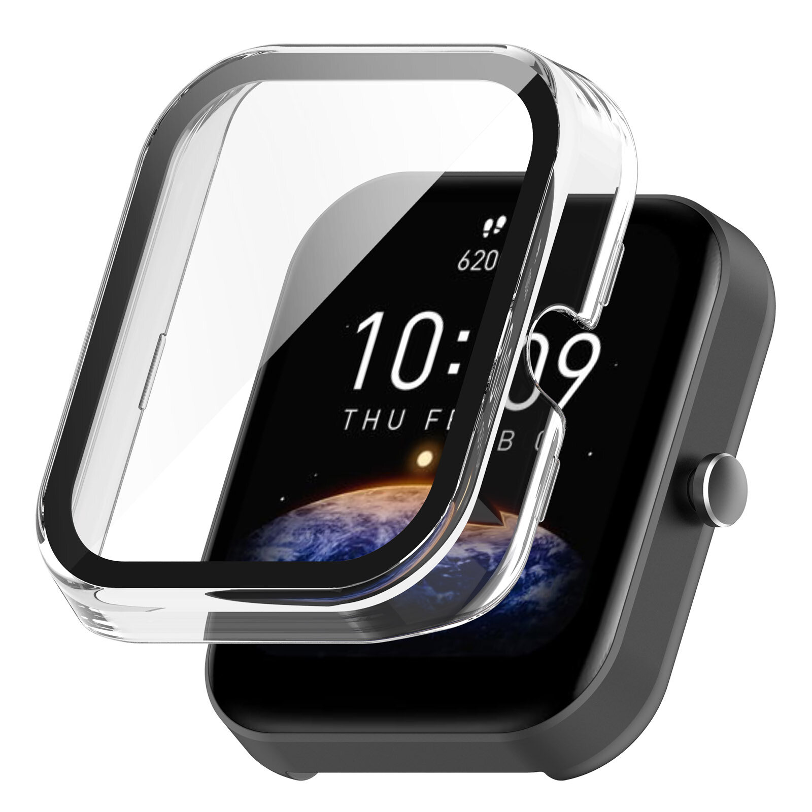 Hard PC Case Tempered Glass Screen Protector Protective Cover for Huami Amazfit Bip 3/Bip 3 pro