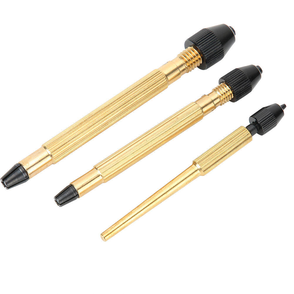 3pcs Copper Pin Vise Twisted Drill Bit Hand Drill Watch Repairing Tool Accessory