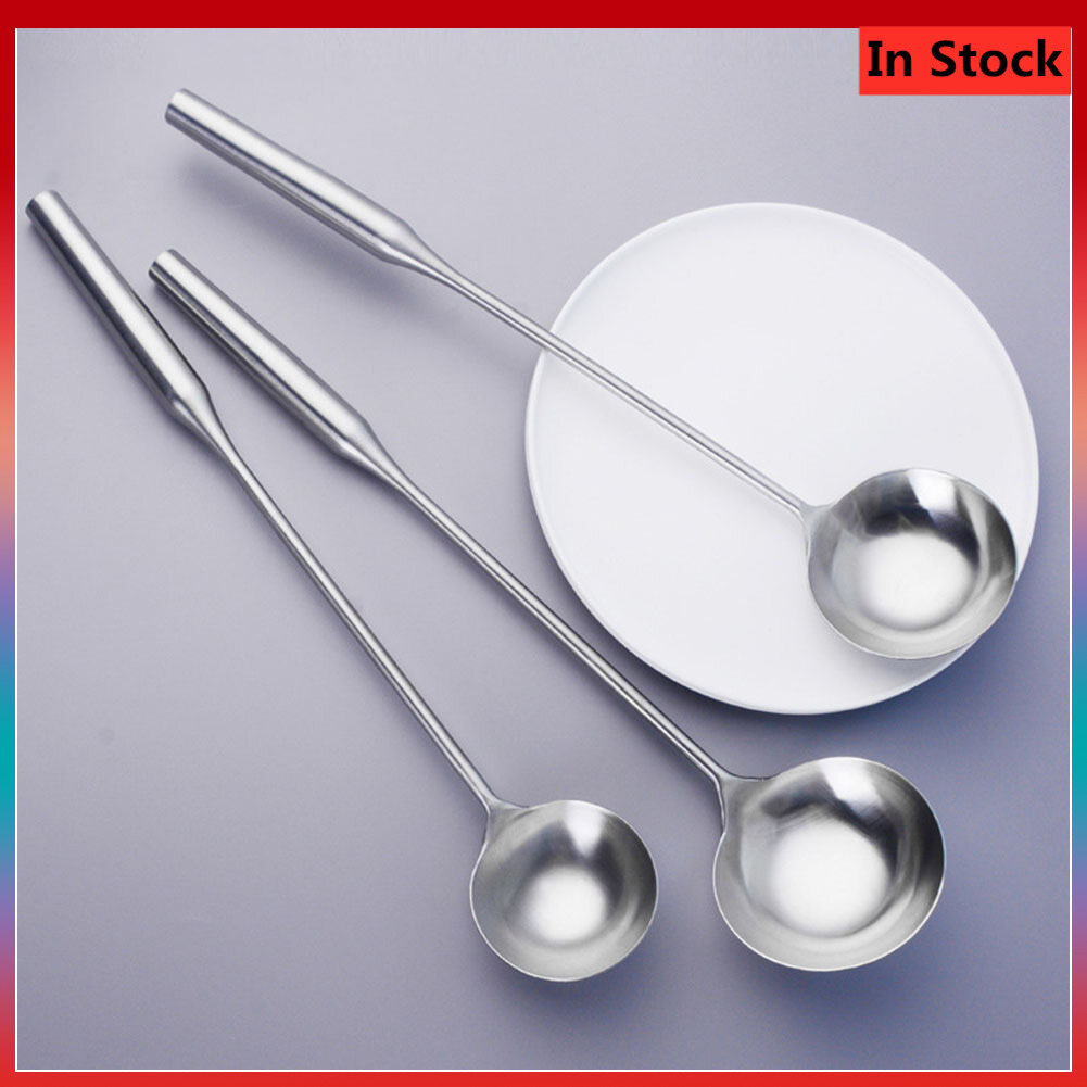 Stainless Steel Frying Spoon Plus Long Handle Spoon Cook Stir-Fry Spoon Water Sub-Dish Spoon Kitchen Stainless Steel Long Handle Soup Dishes Ladle Spoon Cooking Utensils