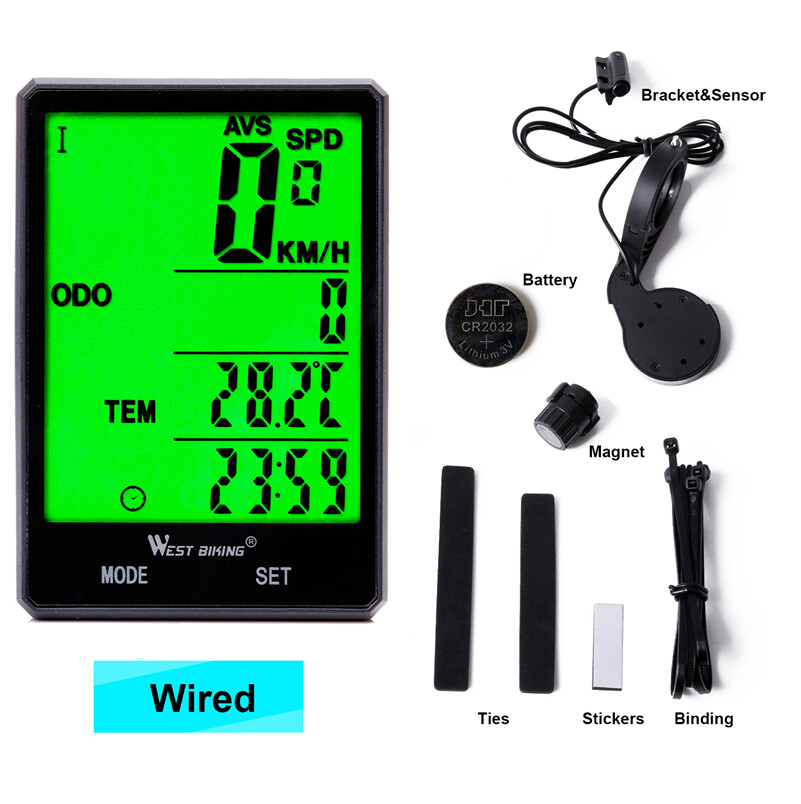 West Biking Bicycle Computer Wired Wireless Cycling Speedmeter 2.8 inch Large Screen Waterproof Bicycle Computer MTB Road Bike Odometer Stopwatch