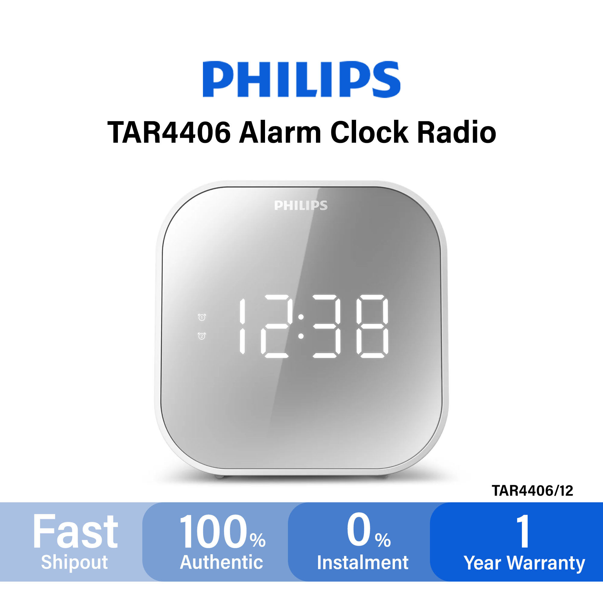 Philips TAR4406 Clock Radio Digital Tuning FM Radio Dual Alarm Clock