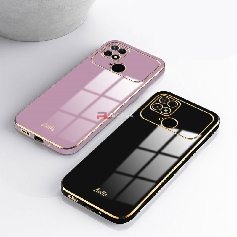 PlusCase for Xiaomi Poco C40 6D Plating Soft Case Lens Protector Square Frame Silicone Glossy Shockproof Phone Back Cover
