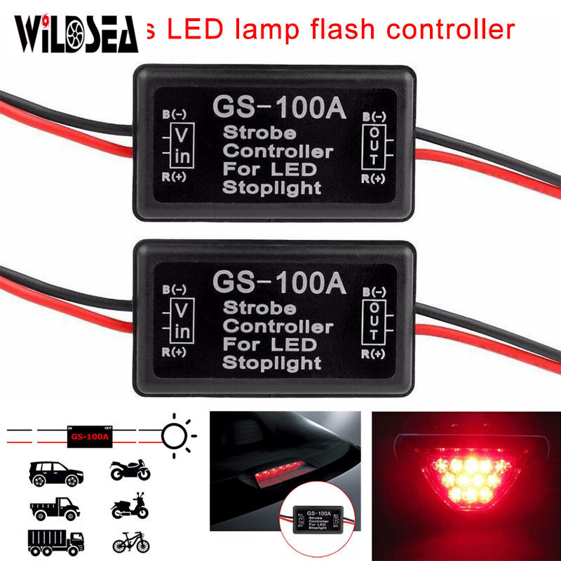Wildsea 2 Cái/bộ Xe Flash Strobe Điều Khiển, Flasher Module Đèn Phanh LED Thông Minh, Tail Dừng Đèn