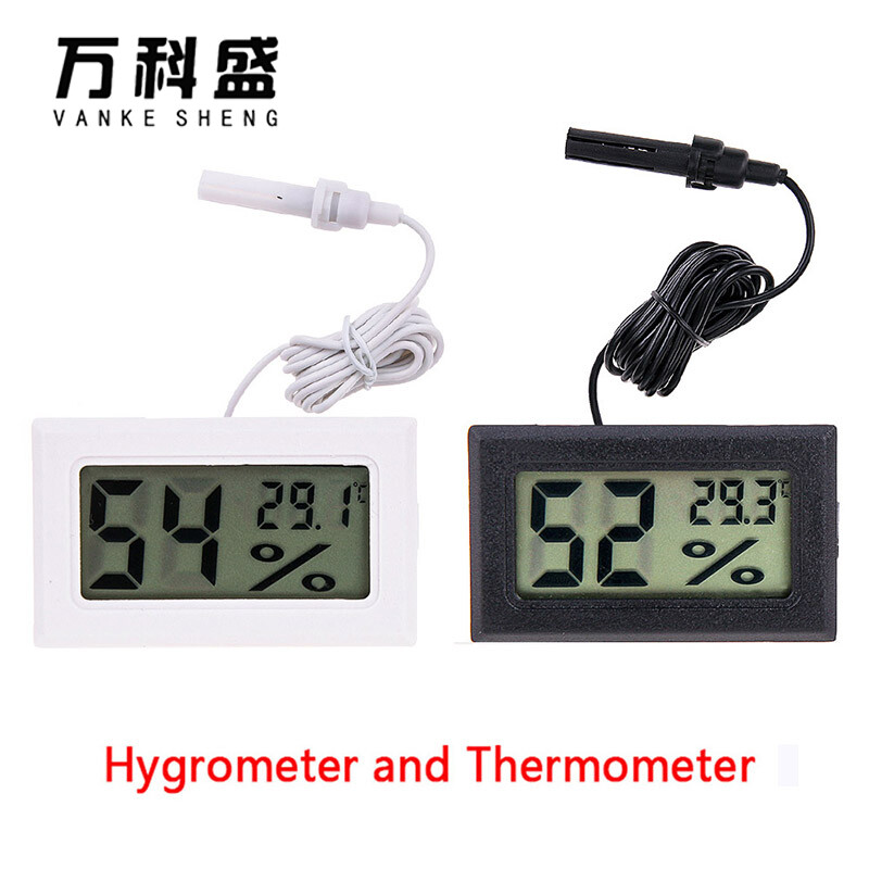Mini Digital LCD Thermometer Sensor Hygrometer Meter Refrigerator Aquarium Monitor Display Humidity Detector FY-12