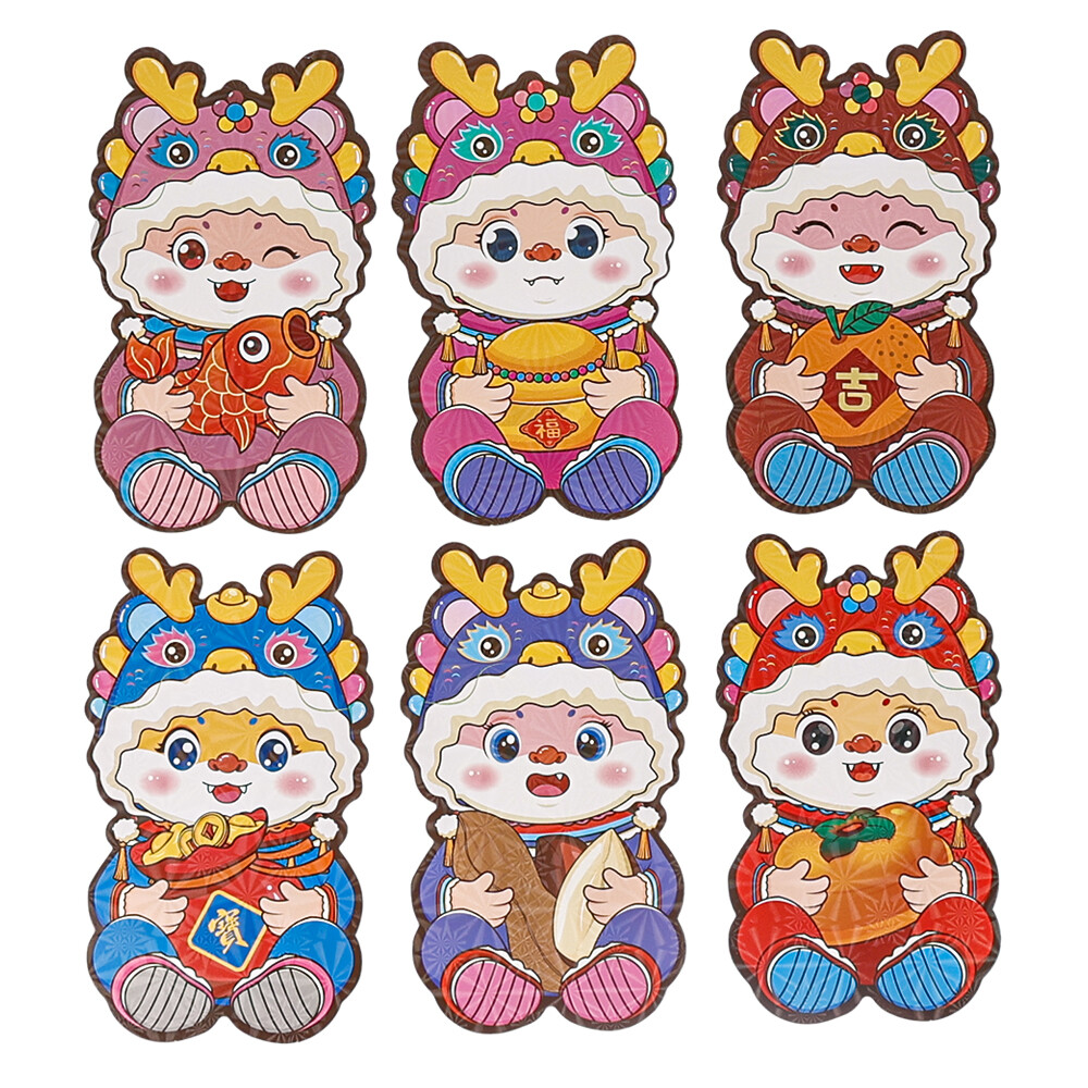 6 pieces/set Red Envelopes Bright Color Smooth Surface Wear Resistant 2024 Dragon Spring Festival New Year Money Envelopes