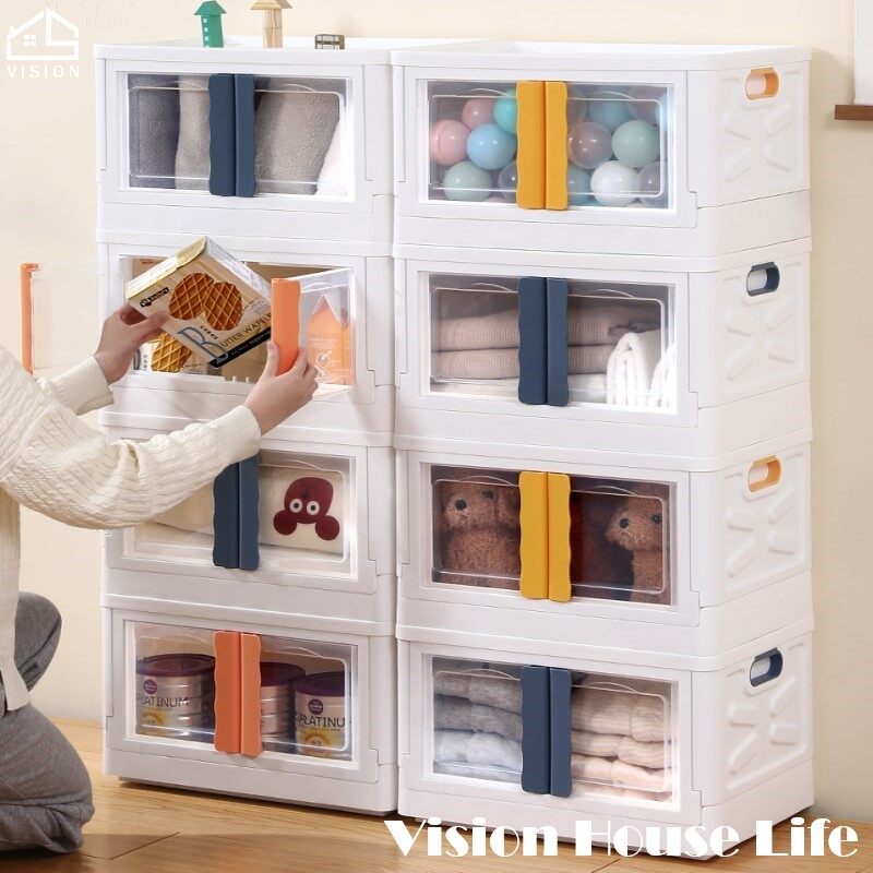Vision Hộp Đựng Đồ Bắc Âu Gấp Gọn Tủ Đựng Đồ Lắp Đặt Miễn Phí Gia Dụng Tủ Đựng Đồ Loại Ngăn Kéo Hộp Đựng Đồ Tủ Quần Áo Có Thể Xếp Chồng Lên Nhau Tủ Đựng Đồ Chơi Phòng Khách Phòng Ngủ Bằng Nhựa Lớn Tủ Đựng Quần Áo