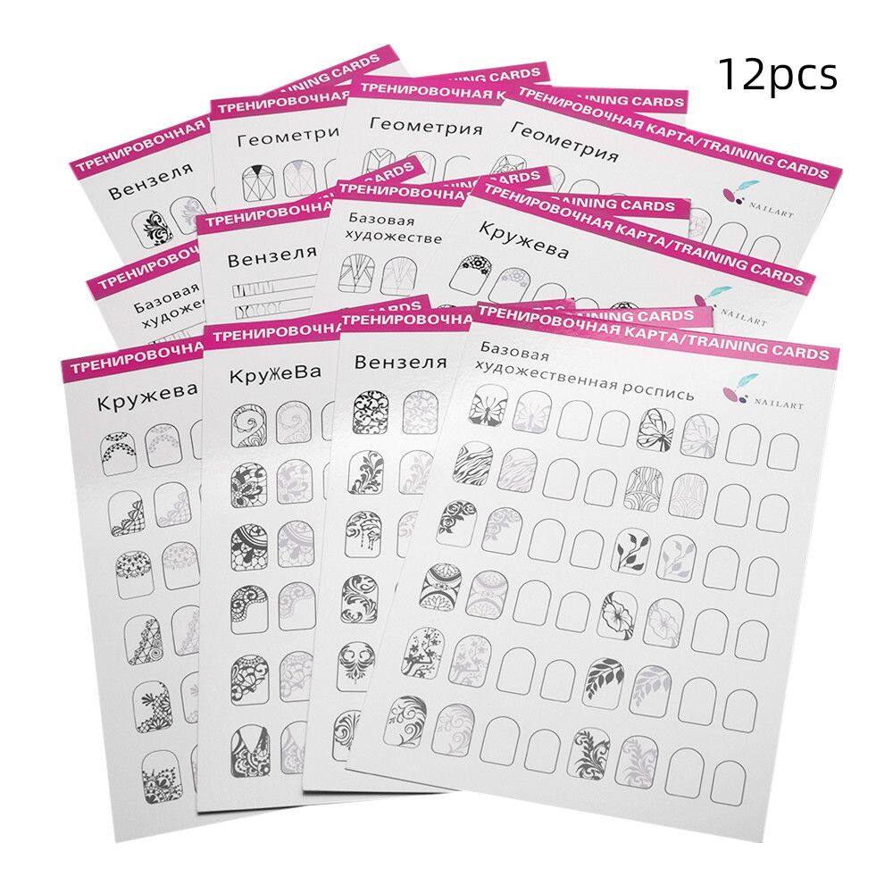 JETANS Professional for Beginner Exercise paper Easy To Clean Hand-painted Painting Template Nail Art Practice Book Nail Drawing Nail Art Training Cards
