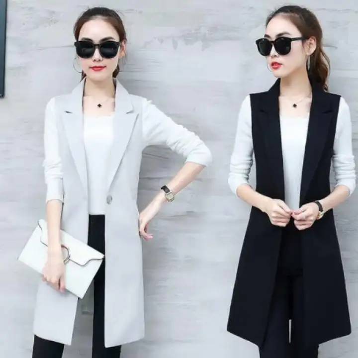long black sleeveless vest