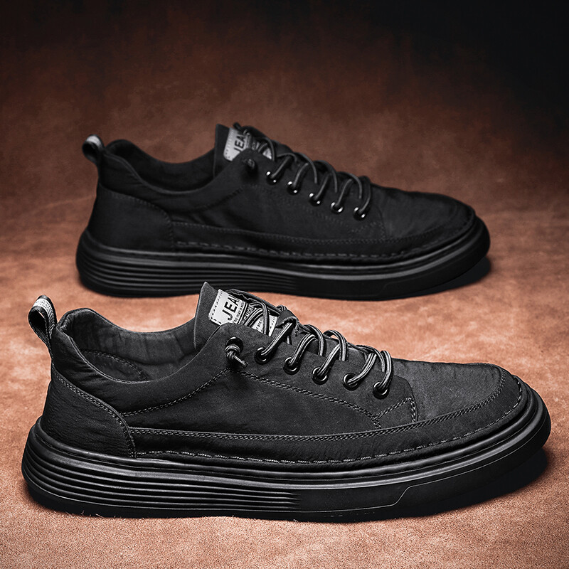 GJF Men's Shoes Spring Big Head Shoes Men's Formal Wear Korean Version of The Trend of Wild Business Casual Tide Shoes British Black Small Leather Shoes