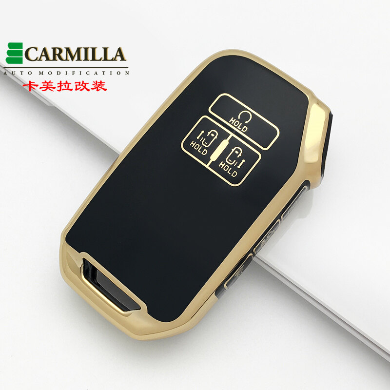 Car key cover case casing sarung kunci kereta kia carnival 2020 2021 2022 2023 chrome gold edge key chain