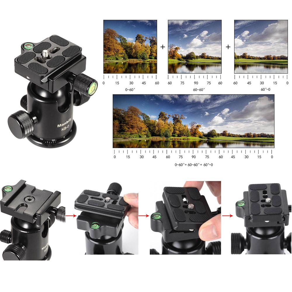 Manbily KB-0 Professional Tripod Head Camera Ball Head Panoramic Head Sliding Rail Head with 2 Built-in Spirit Levels Aluminum Alloy Max Load Capacity 15kg