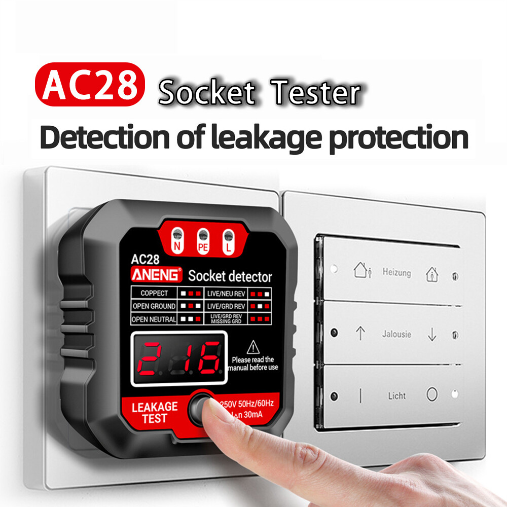 Outlet Tester điện receptacle Detector với màn hình LCD 3 prong 250V AC điện áp ổ cắm Checker cho nhà