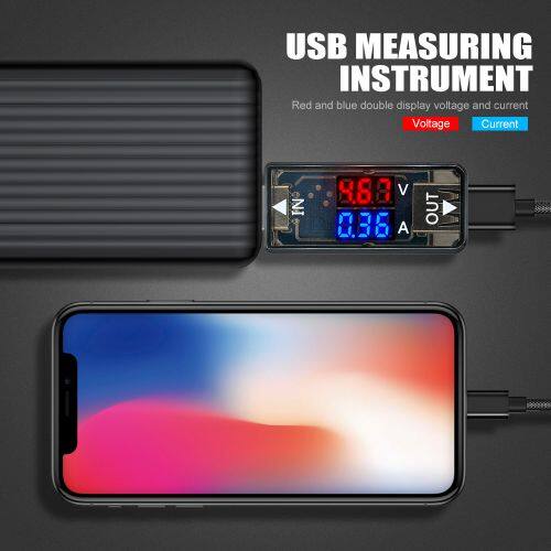 DIPPRUN Mini 5V USB Current Voltage Meter charger Tester Voltmeter Ammeter Detector Digital Red Blue Display 3.3-18V 3A For Phone Power