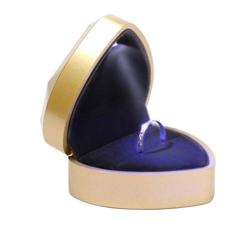 Heart Shape LED Light Ring Holder Box Proposal Wedding Band Display Storage Case