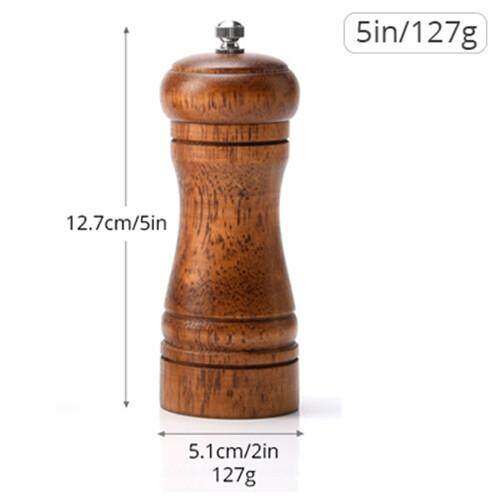 KONCO Wood Salt or Pepper Shakers , Wooden Spice & Pepper Mills, Manual Herbs Mills with Adjustable Ceramic Kitchen Shakers 1 piece