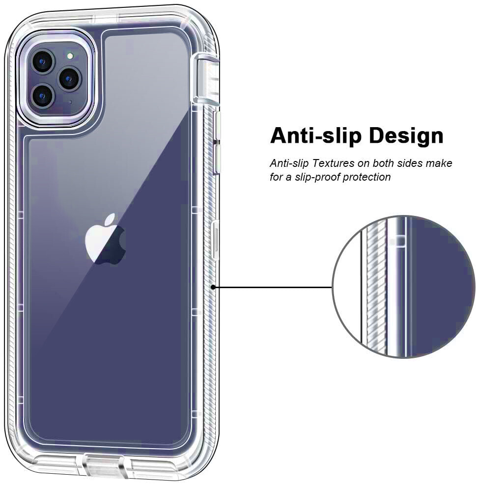 Clear iPhone Case,Transparent Three Layer Hybrid Hard Plastic Soft Rubber Shockproof Armor Defender Case for iPhone 15 Pro Max/14 Pro Max/13 Pro Max/12 Pro Max/SE 2022/11 Pro Max/Xs Max/XR/8 Plus 7 Plus 6s