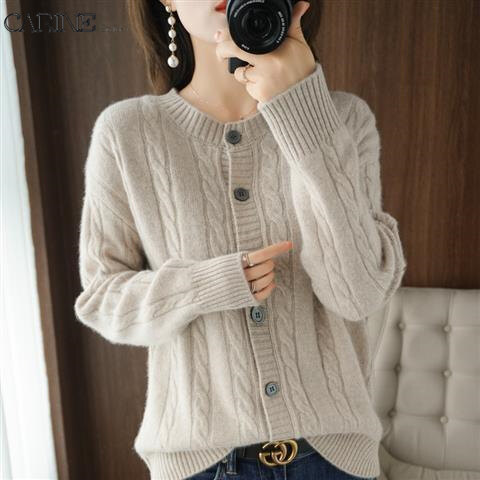 CARINE Women's Short Coat Loose Sweater Korean Version Of The New Knitted Cardigan
