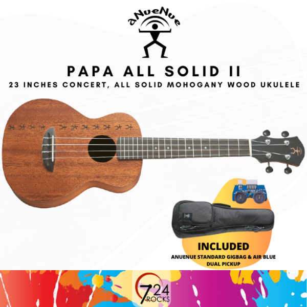 724 ROCKS Anuenue PAS2E Papa All Solid II 23 Inches Concert Acoustic - Electric Ukulele Malaysia