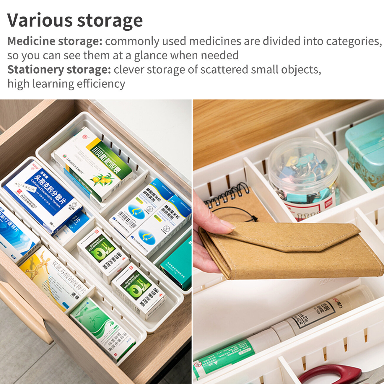 CNMF Japanese Style Divided PP Kitchen Storage Drawer Box