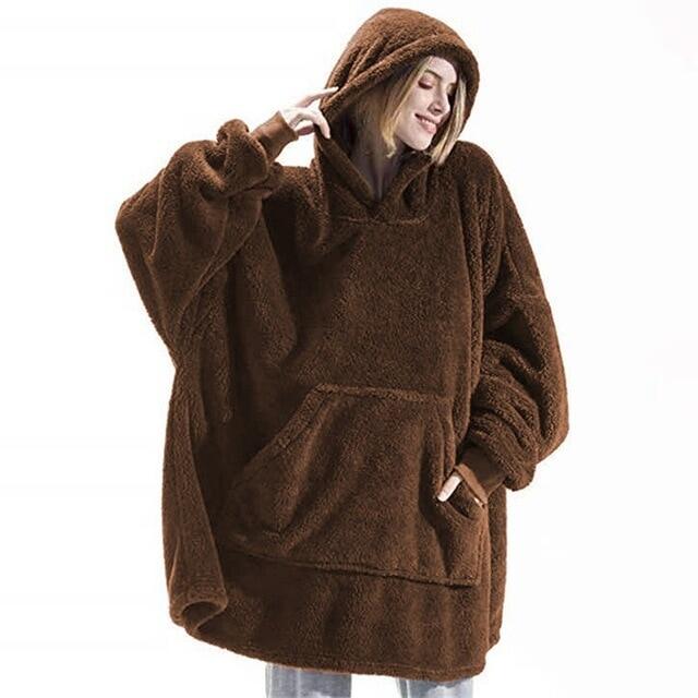 Winter Warm Hoodies Blanket With Sleeves Oversized Women /Men Pullovers Thicken Fleece Giant Blanket Hoodies