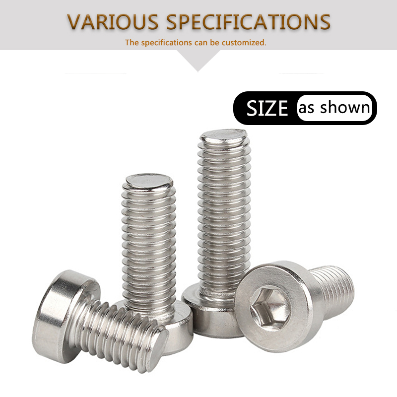 M3 M4 M5 M6 M8 M10 Stainless Steel 304 Hex Hexagon Socket Thin Head Bolt Screws Bolts Solid Fasteners Length 4mm-60mm Millimeters