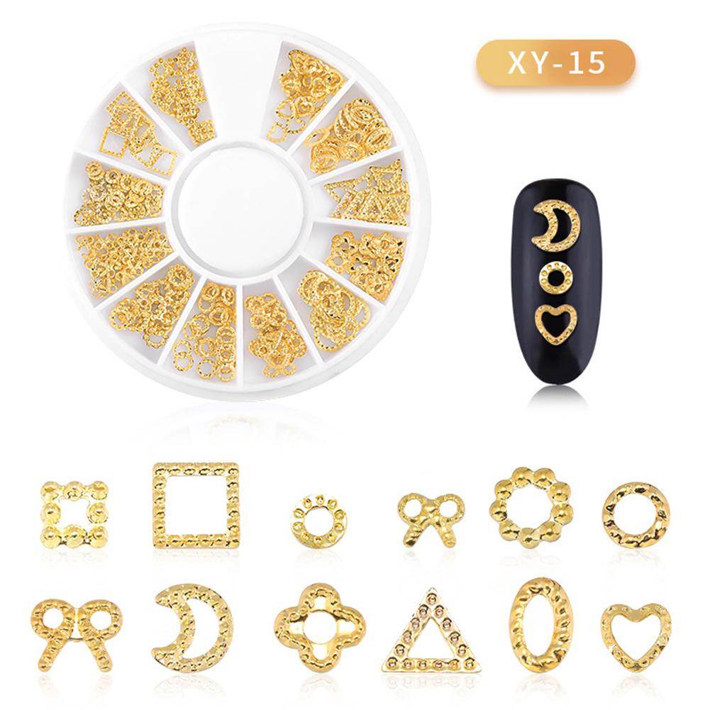 3D Metallic Metal Rivet Heart Moon Star Nail Tips Decorations Manicure Tools
