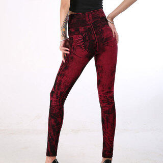 Quần Bó Sát Hông Co Giãn Cho Nữ Quần Bò Giả Quần Legging Dáng Ôm Quần Bò Bút Chì Quần Jeggings Thời Trang Ôm Sát Ngoại Cỡ 1