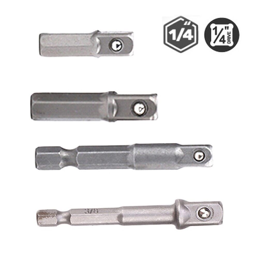 1/4" Socket Adapter Adapter Chrome Vanadium Steel Driver For Impact Driver Hex Shank To Square Socket Extension