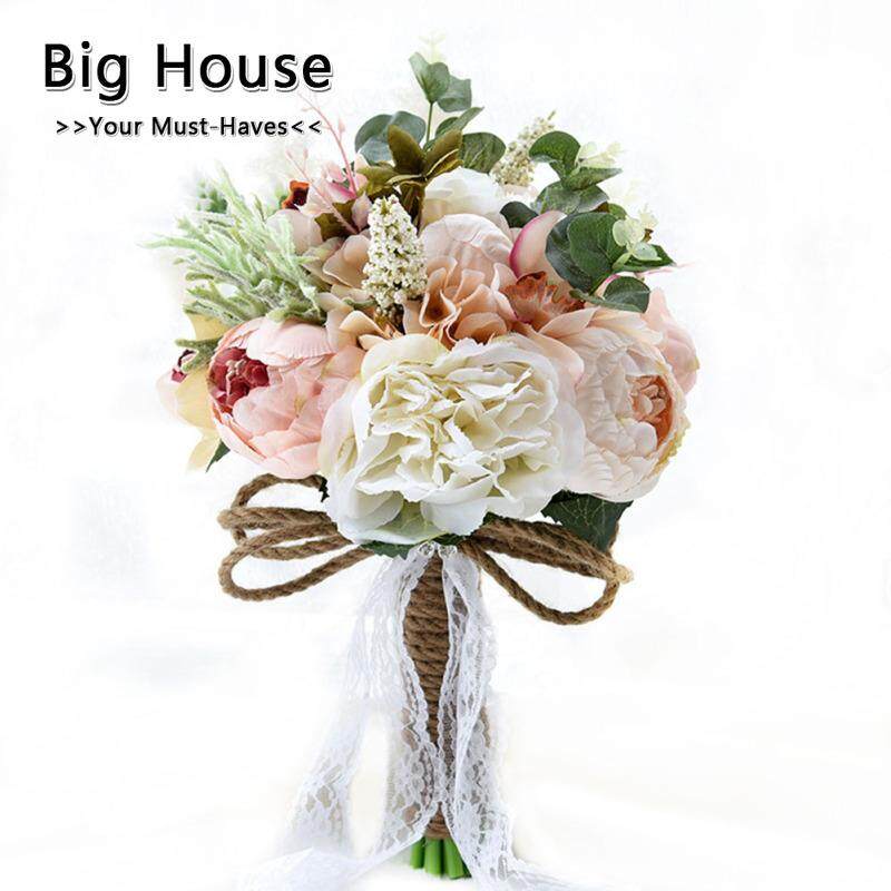 Big House Artificial Peony Rose Flower Bridal Bouquet For Wedding Party Home Decoration