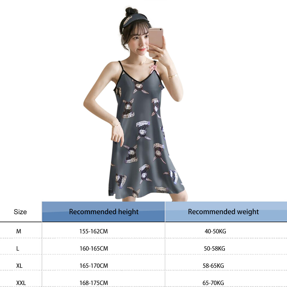 Summer Night Dress Women Cartoon Nightgown Cute Print Sleeveless Nightwear Lazada